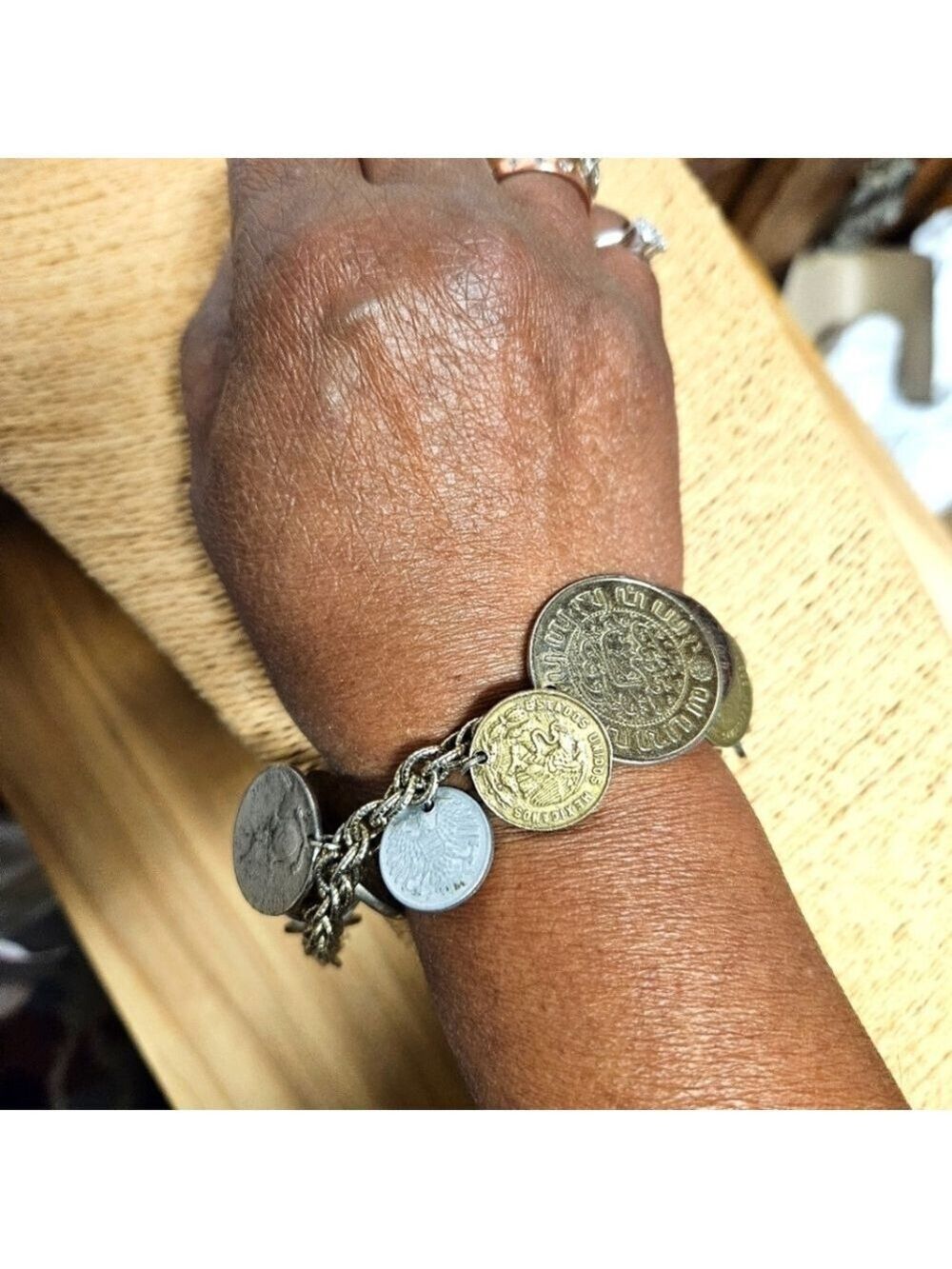 Vintage 70s Coro Coin Charm Bracelet